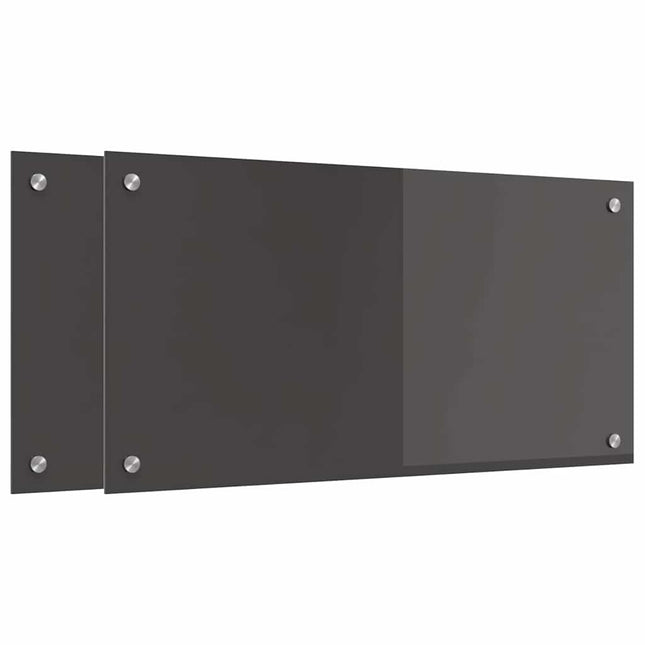 Køkkenbacksplash 2 stk. Mørkegrå 80 x 40 cm hærdet glas