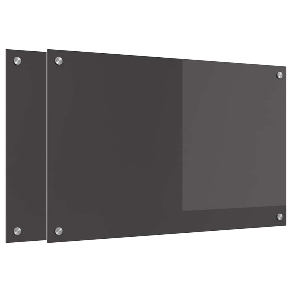 Køkkenbacksplash 2 pcs Mørkegrå 80 x 50 cm hærdet glas
