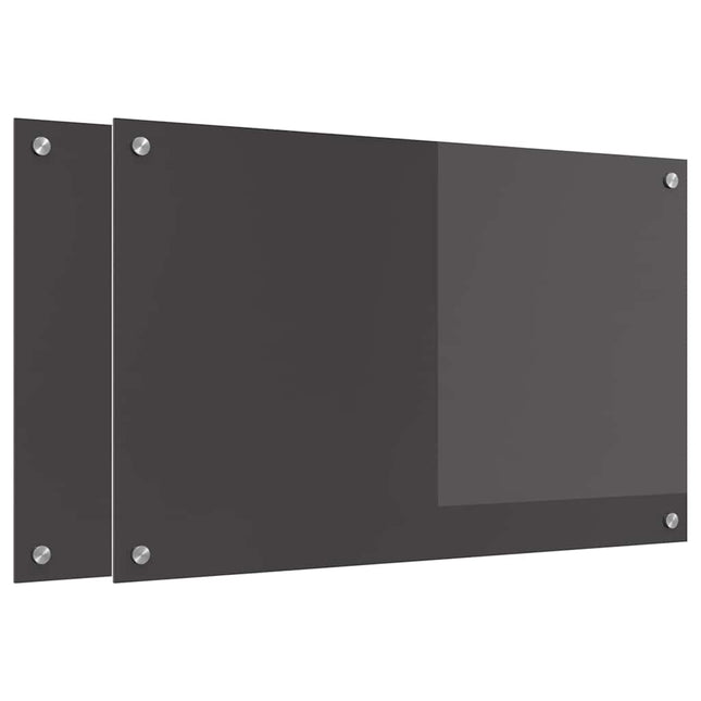 Køkkenbacksplash 2 stk. Mørkegrå 80 x 50 cm hærdet glas