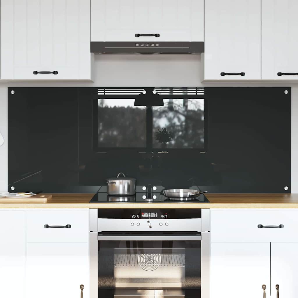 Køkkenbacksplash 2 pcs Mørkegrå 80 x 60 cm hærdet glas