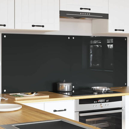 Køkkenbacksplash 2 stk. Mørkegrå 80 x 60 cm hærdet glas