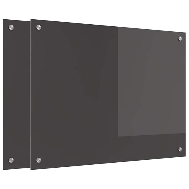 Køkkenbacksplash 2 stk. Mørkegrå 80 x 60 cm hærdet glas