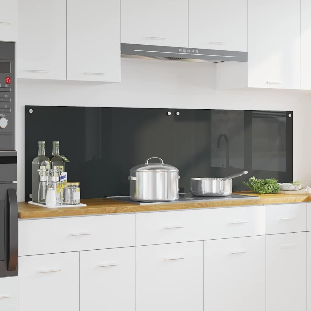 Køkkenbacksplash 2 pcs Mørkegrå 90 x 50 cm hærdet glas