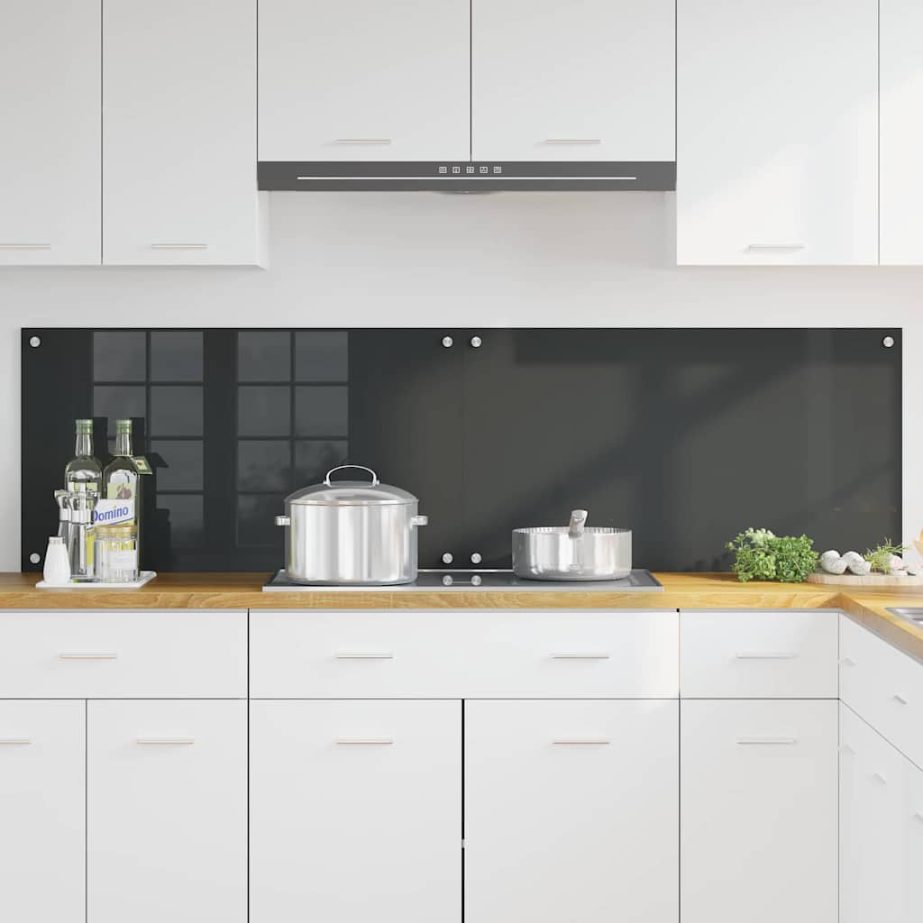 Køkkenbacksplash 2 pcs Mørkegrå 90 x 50 cm hærdet glas