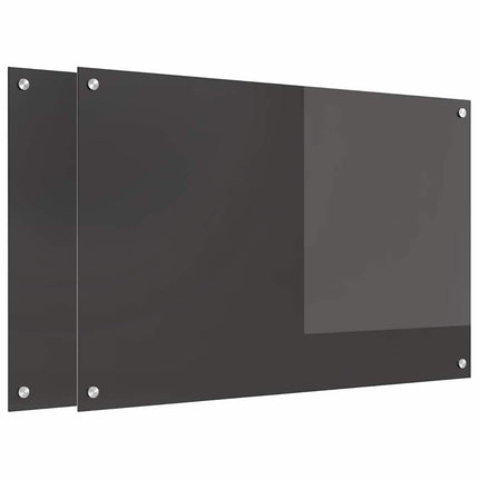 Køkkenbacksplash 2 stk. Mørkegrå 90 x 60 cm hærdet glas