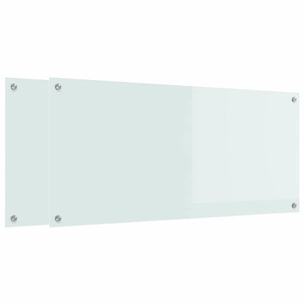 Køkkenbacksplash 2 stk. Hvid 110 x 50 cm hærdet glas
