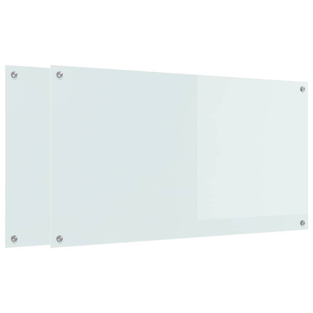 Køkken bagvæg 2 pcs Hvid 110 x 60 cm hærdet glas