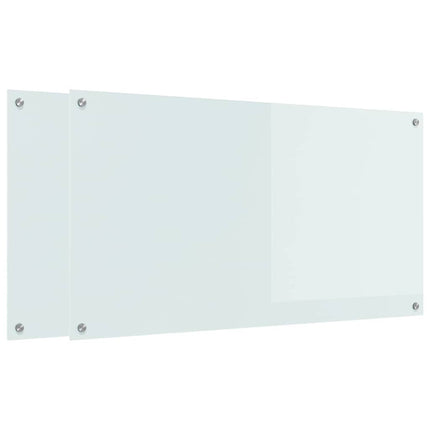 Køkkenbacksplash 2 stk. Hvid 110 x 60 cm hærdet glas