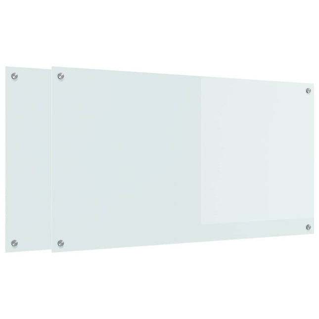 Køkkenbacksplash 2 stk. Hvid 110 x 60 cm hærdet glas