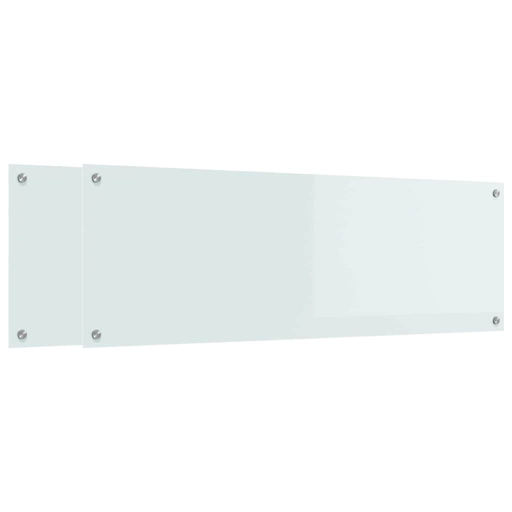 Køkkenbacksplash 2 pcs Hvid 120 x 40 cm hærdet glas