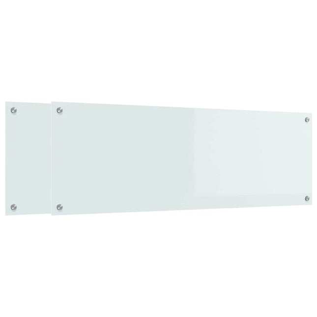 Køkkenbacksplash 2 stk. Hvid 120 x 40 cm hærdet glas