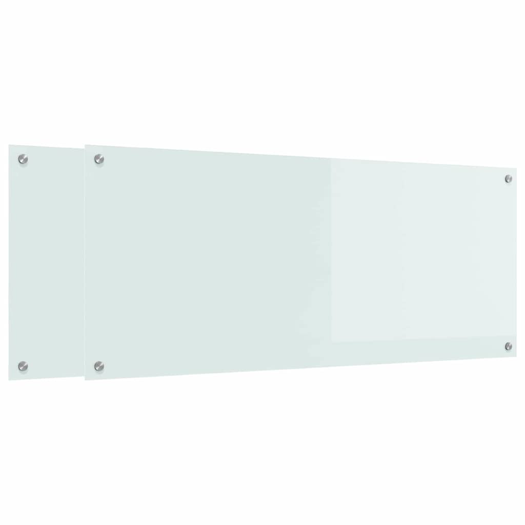 Køkkenbacksplash 2 pcs Hvid 120 x 50 cm hærdet glas