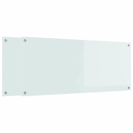 Køkkenbacksplash 2 stk. Hvid 120 x 50 cm hærdet glas