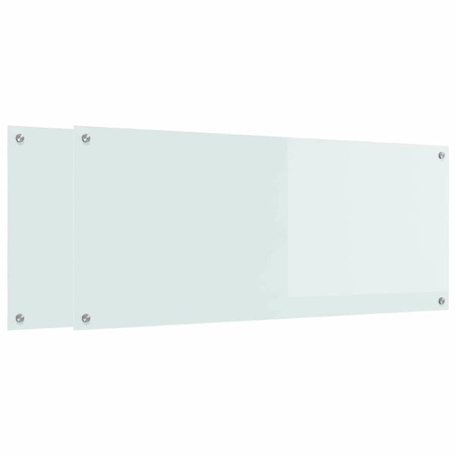 Køkkenbacksplash 2 stk. Hvid 120 x 50 cm hærdet glas