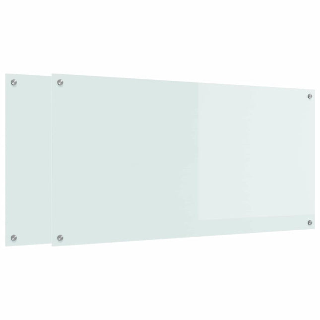 Køkkenbacksplash 2 stk. Hvid 120 x 60 cm hærdet glas