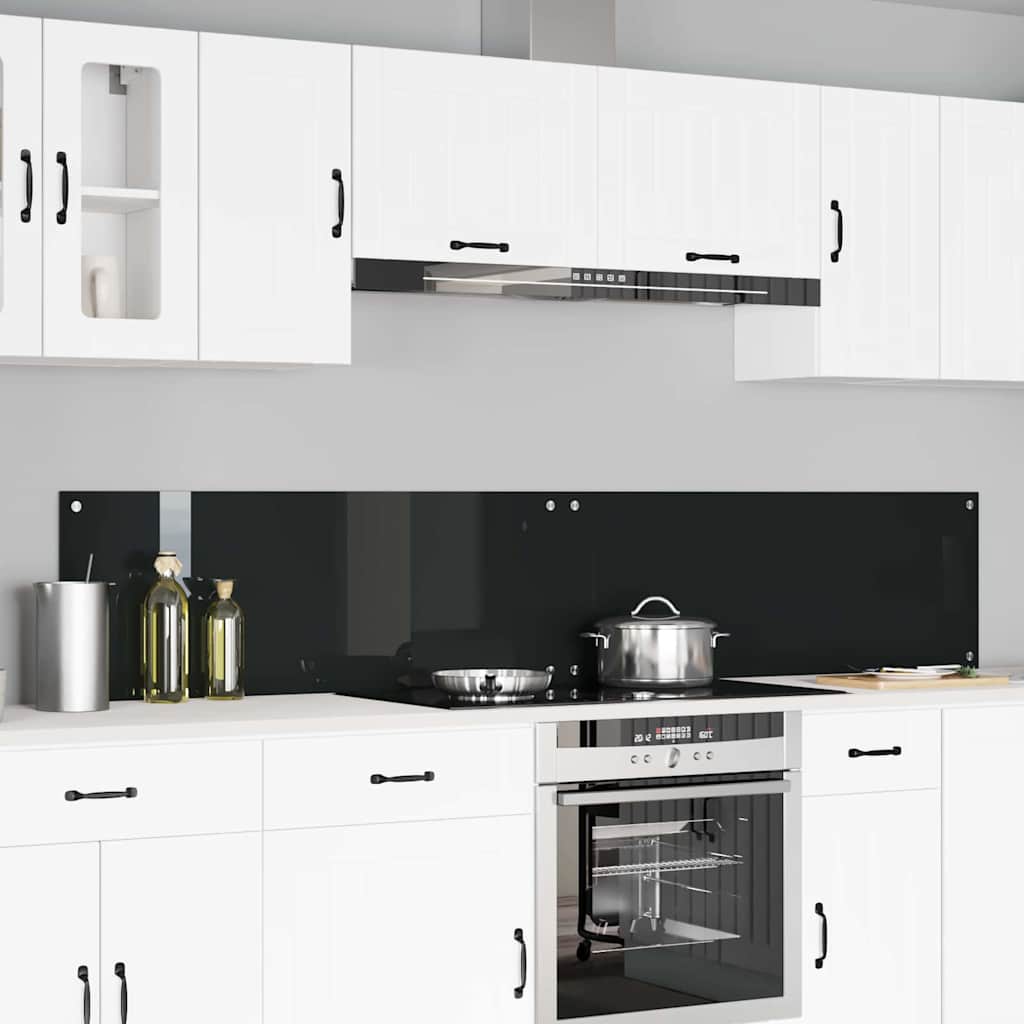 Køkkenbacksplash 2 pcs Sort 110 x 40 cm hærdet glas