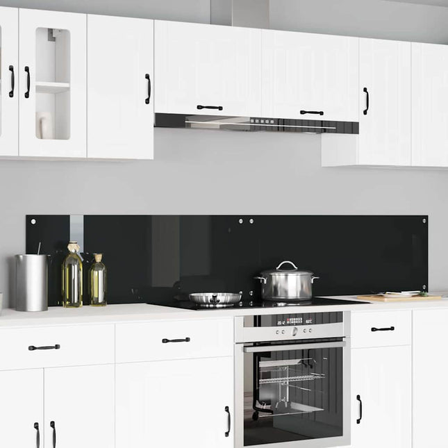 Køkkenbacksplash 2 stk. Sort 110 x 40 cm hærdet glas