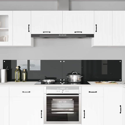 Køkkenbacksplash 2 stk. Sort 110 x 40 cm hærdet glas