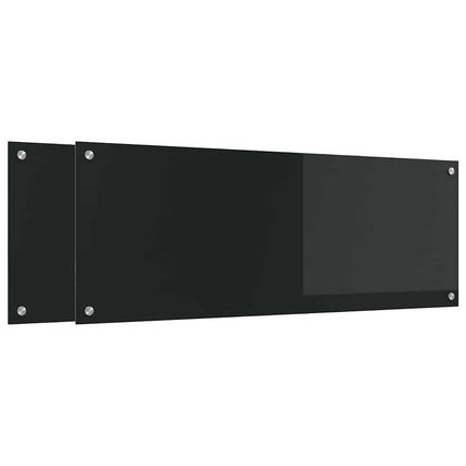 Køkkenbacksplash 2 stk. Sort 110 x 40 cm hærdet glas