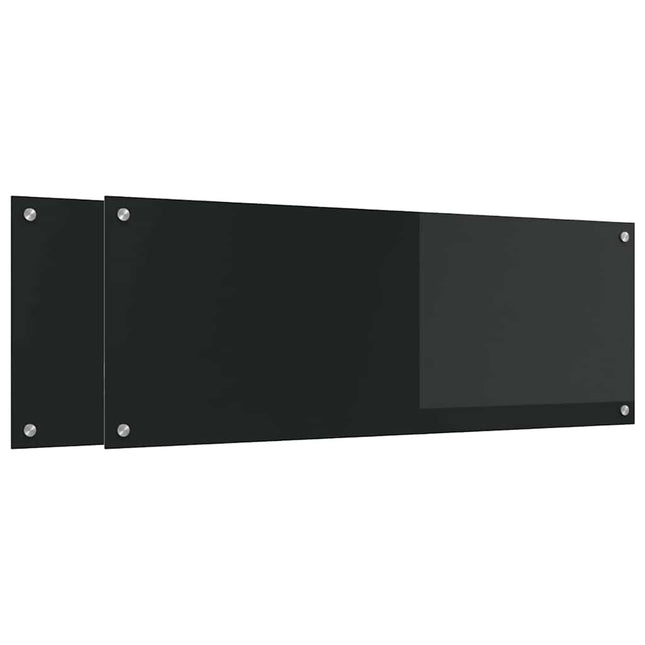 Køkkenbacksplash 2 stk. Sort 110 x 40 cm hærdet glas