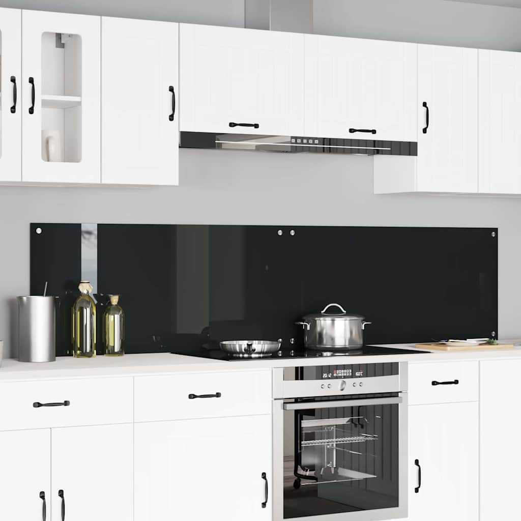 Køkkenbacksplash 2 pcs Sort 110 x 50 cm hærdet glas