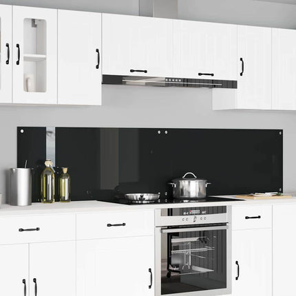 Køkkenbacksplash 2 stk. Sort 110 x 50 cm hærdet glas