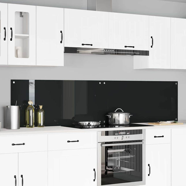 Køkkenbacksplash 2 stk. Sort 110 x 50 cm hærdet glas