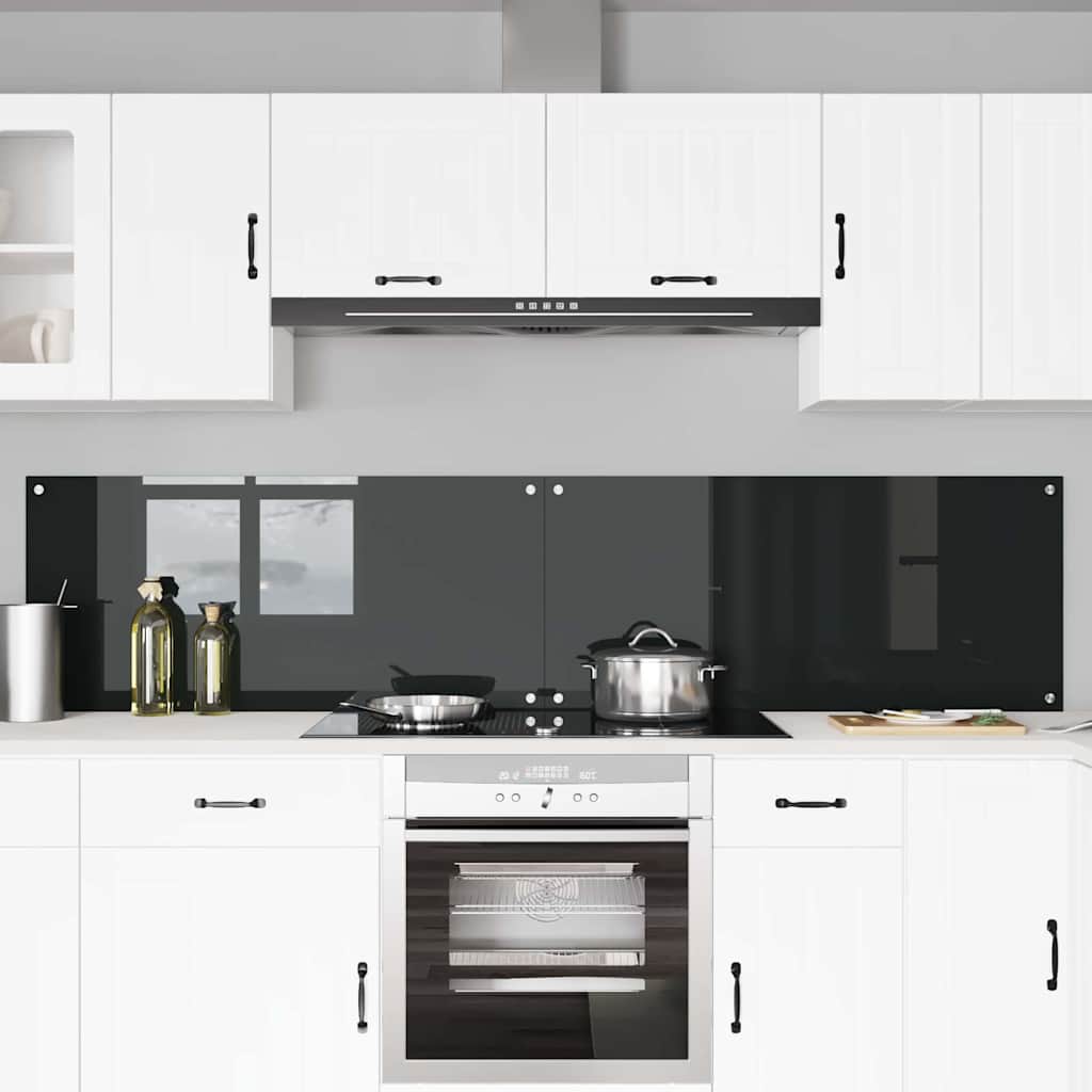 Køkkenbacksplash 2 pcs Sort 110 x 50 cm hærdet glas
