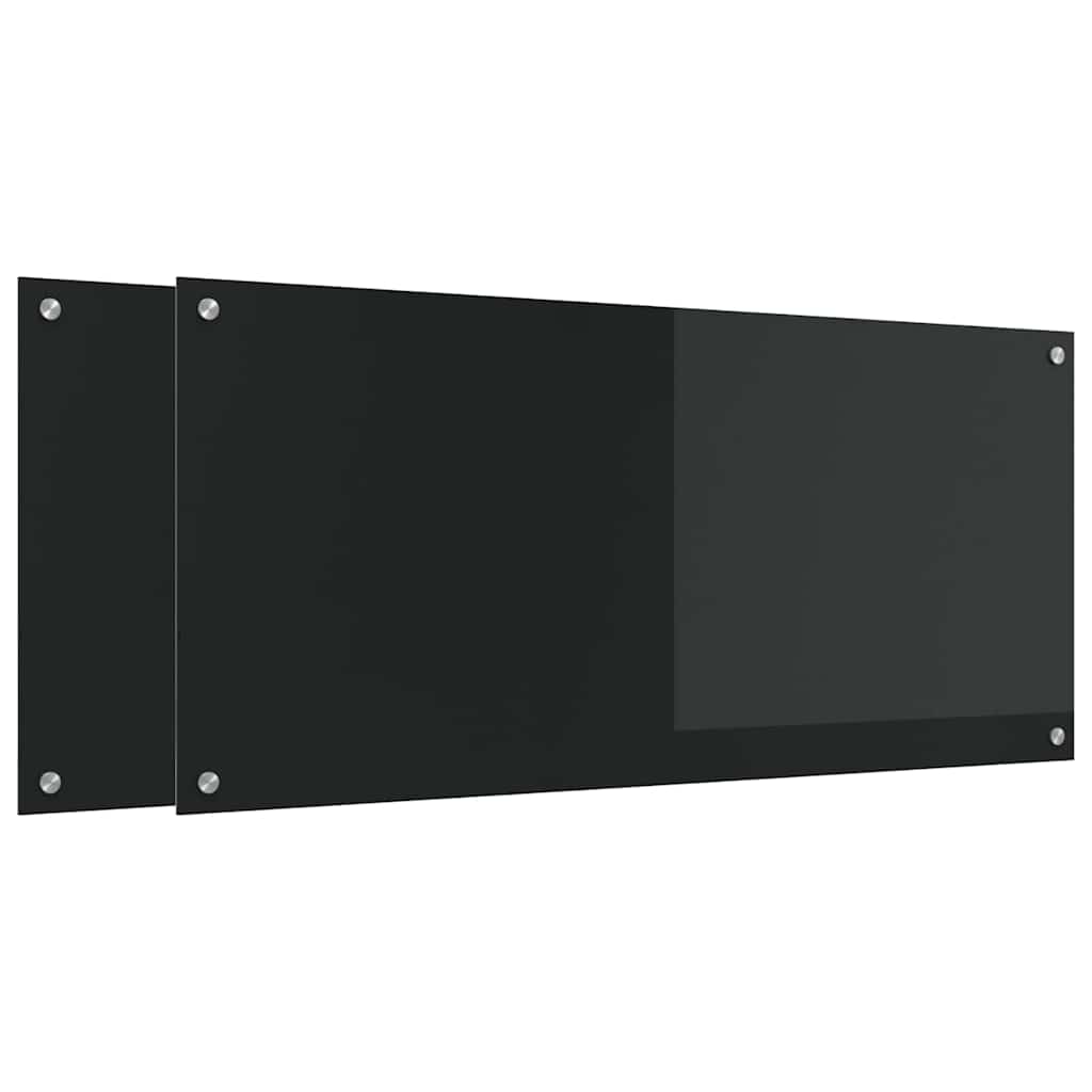 Køkkenbacksplash 2 pcs Sort 110 x 50 cm hærdet glas