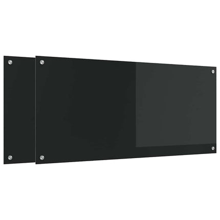 Køkkenbacksplash 2 stk. Sort 110 x 50 cm hærdet glas