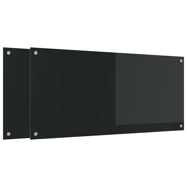 Køkkenbacksplash 2 stk. Sort 110 x 50 cm hærdet glas