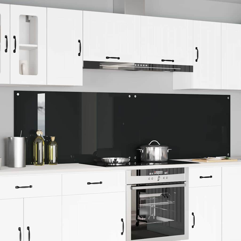 Køkkenbacksplash 2 pcs Sort 110 x 60 cm hærdet glas
