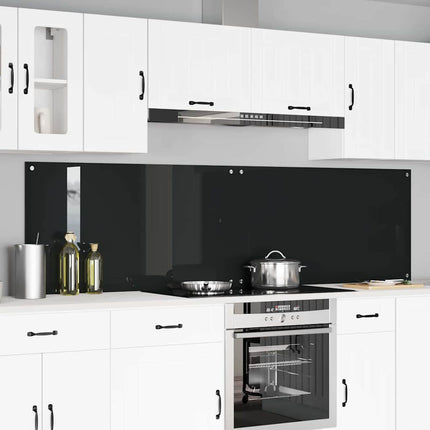 Køkkenbacksplash 2 stk. Sort 110 x 60 cm hærdet glas