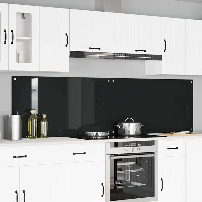 Køkkenbacksplash 2 stk. Sort 110 x 60 cm hærdet glas