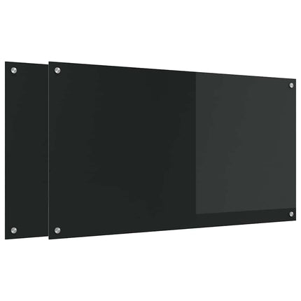 Køkkenbacksplash 2 stk. Sort 110 x 60 cm hærdet glas