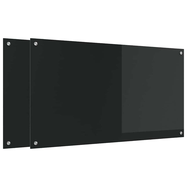 Køkkenbacksplash 2 stk. Sort 110 x 60 cm hærdet glas