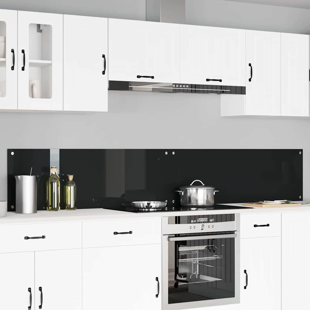 Køkkenbacksplash 2 pcs Sort 120 x 40 cm hærdet glas