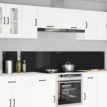 Køkkenbacksplash 2 stk. Sort 120 x 40 cm hærdet glas
