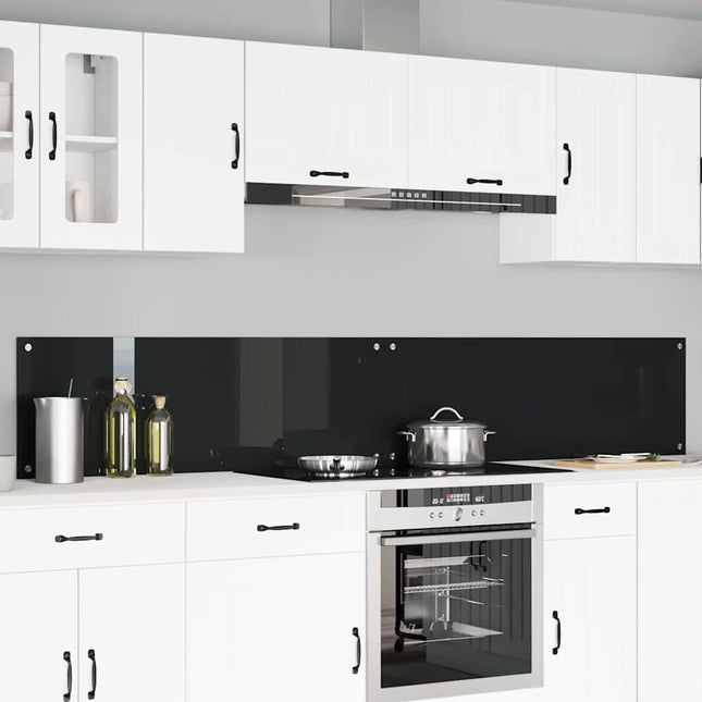 Køkkenbacksplash 2 stk. Sort 120 x 40 cm hærdet glas