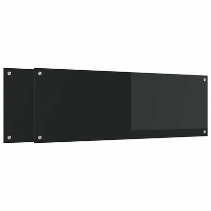 Køkkenbacksplash 2 stk. Sort 120 x 40 cm hærdet glas