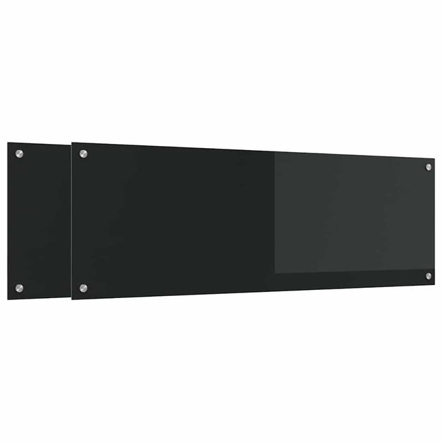 Køkkenbacksplash 2 stk. Sort 120 x 40 cm hærdet glas