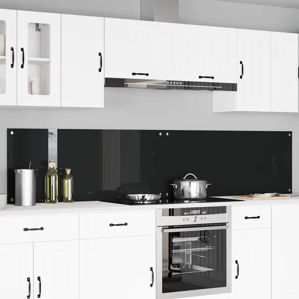 Køkkenbacksplash 2 pcs Sort 120 x 50 cm hærdet glas