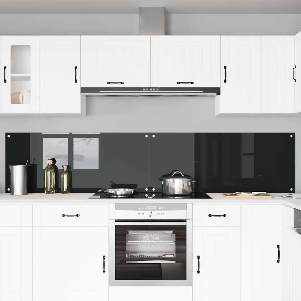 Køkkenbacksplash 2 pcs Sort 120 x 50 cm hærdet glas