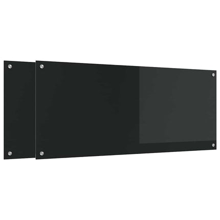 Køkkenbacksplash 2 stk. Sort 120 x 50 cm hærdet glas