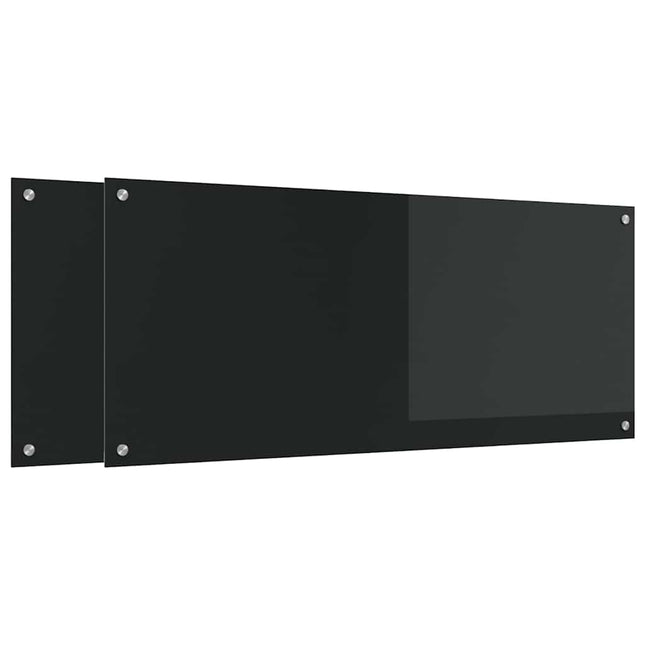 Køkkenbacksplash 2 stk. Sort 120 x 50 cm hærdet glas