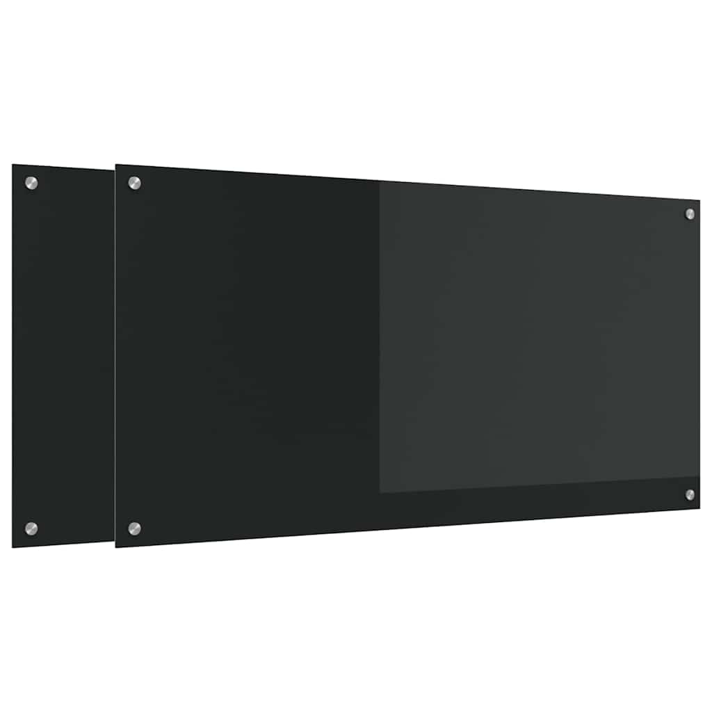 Køkkenbacksplash 2 pcs Sort 120 x 60 cm hærdet glas