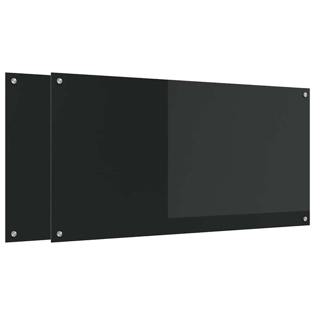 Køkkenbacksplash 2 stk. Sort 120 x 60 cm hærdet glas