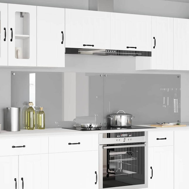 Køkkenbacksplash 2 stk. Lysegrå 110 x 60 cm hærdet glas