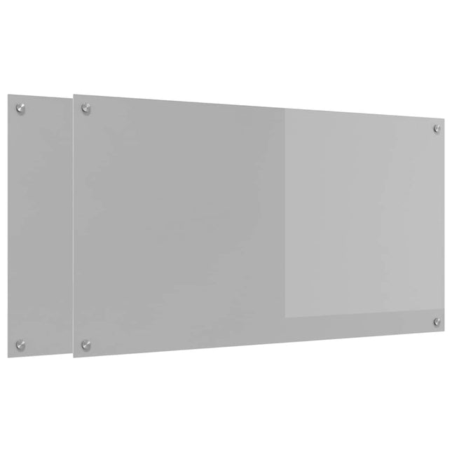 Køkkenbacksplash 2 stk. Lysegrå 110 x 60 cm hærdet glas