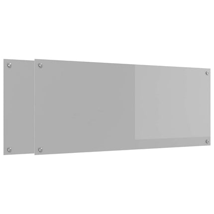 Køkkenbacksplash 2 stk. Lysegrå 120 x 50 cm hærdet glas